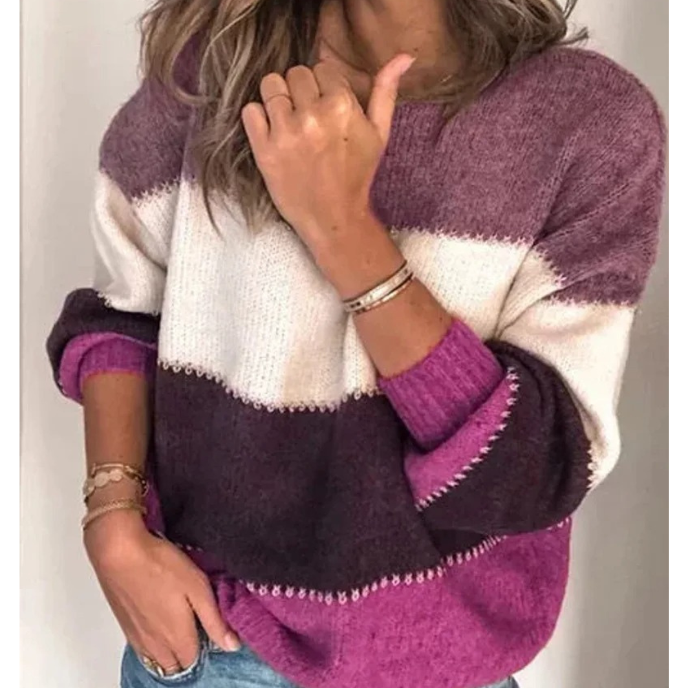 Suéter informal con bloques de color para mujer