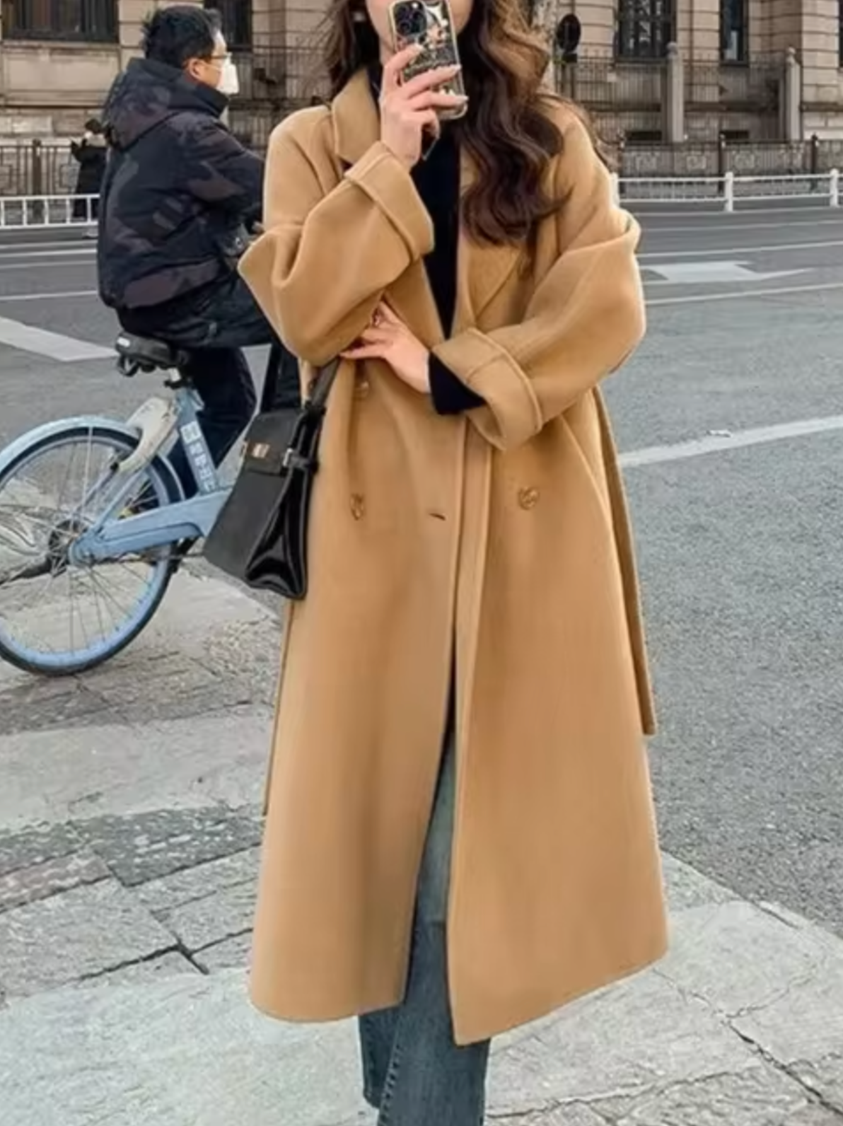 Abrigo largo con botones para mujer, diseño elegante y cómodo