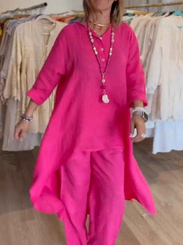 Veronica – Traje informal para mujer de lino liso