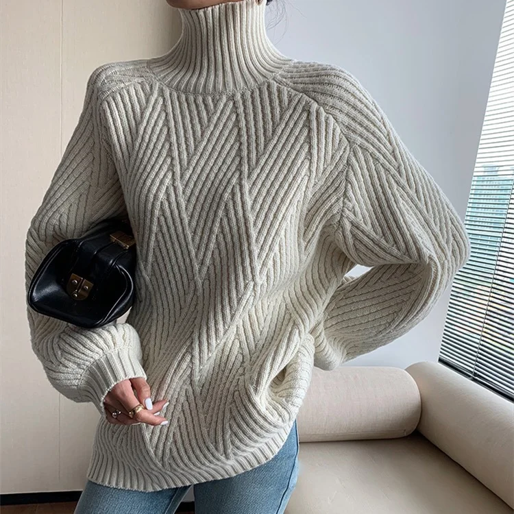 Suéter de cuello alto de gran tamaño para un estilo relajado