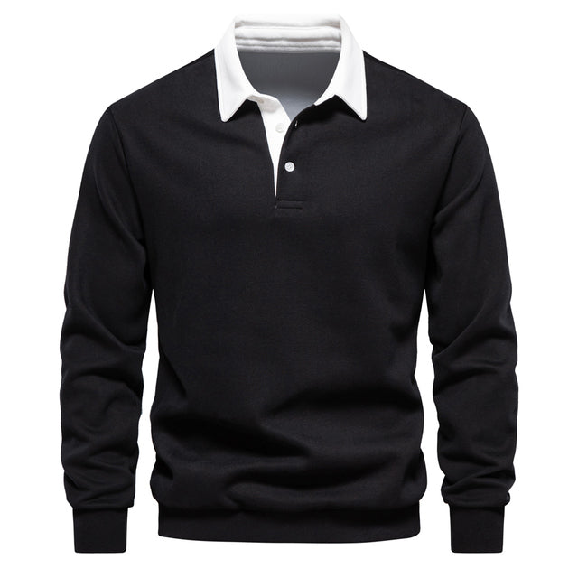 Suéter polo de manga larga para hombre elegante y casual ideal para uso diario
