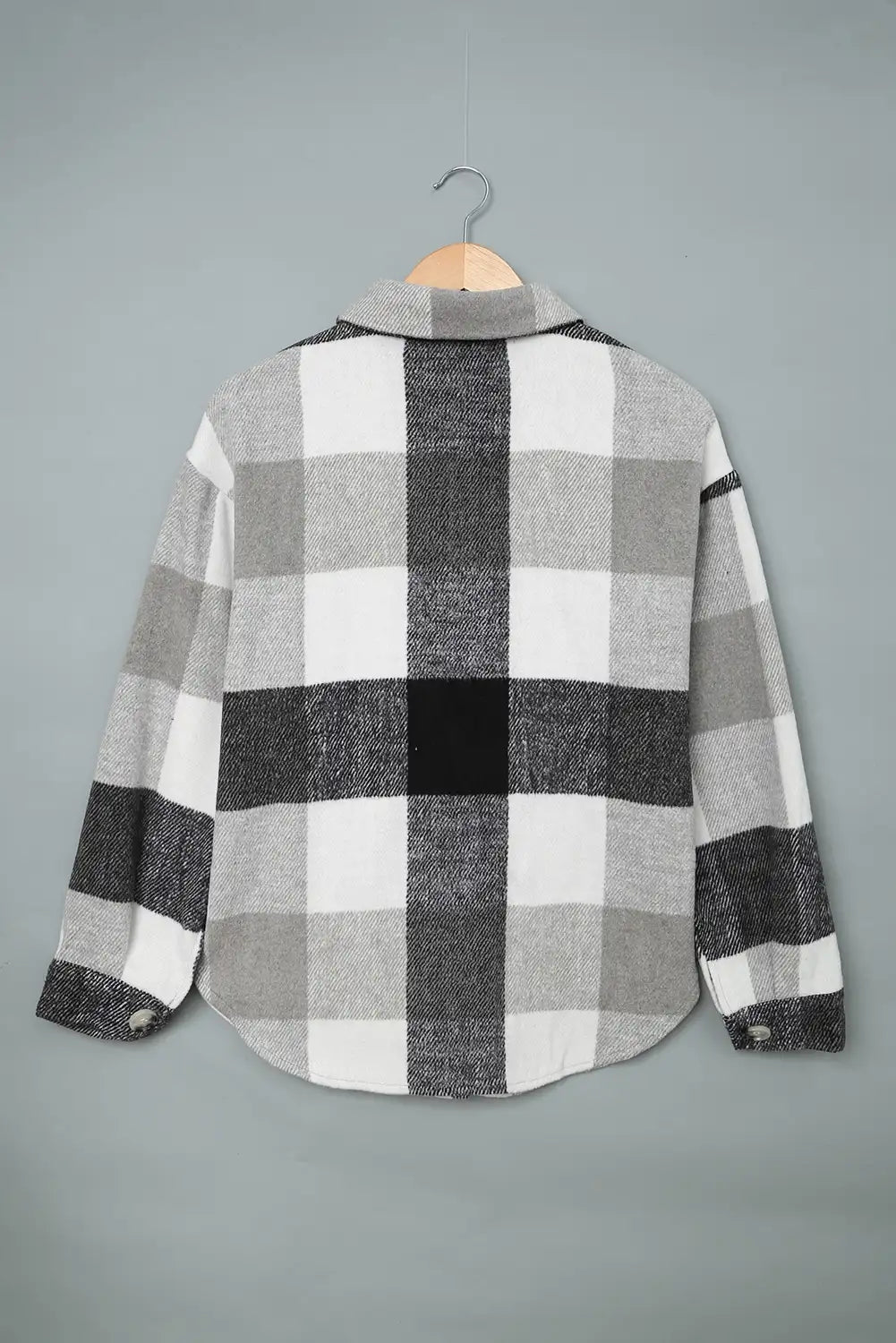 Chaqueta de Cuadros en Bloque de Color Caqui para un Estilo de Invierno Sin Esfuerzo