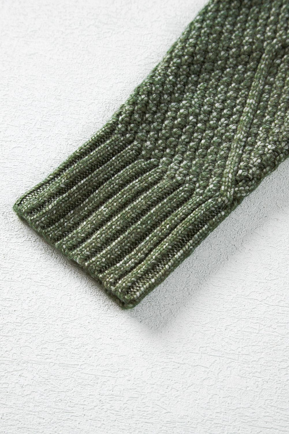 Vestido de Suéter Oversized de Punto de Cable en Verde Salvia para Mujeres