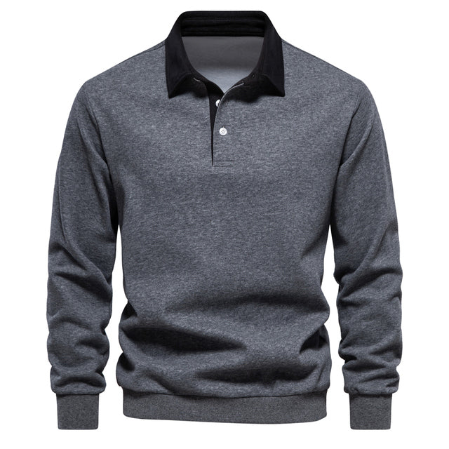 Suéter polo de manga larga para hombre elegante y casual ideal para uso diario