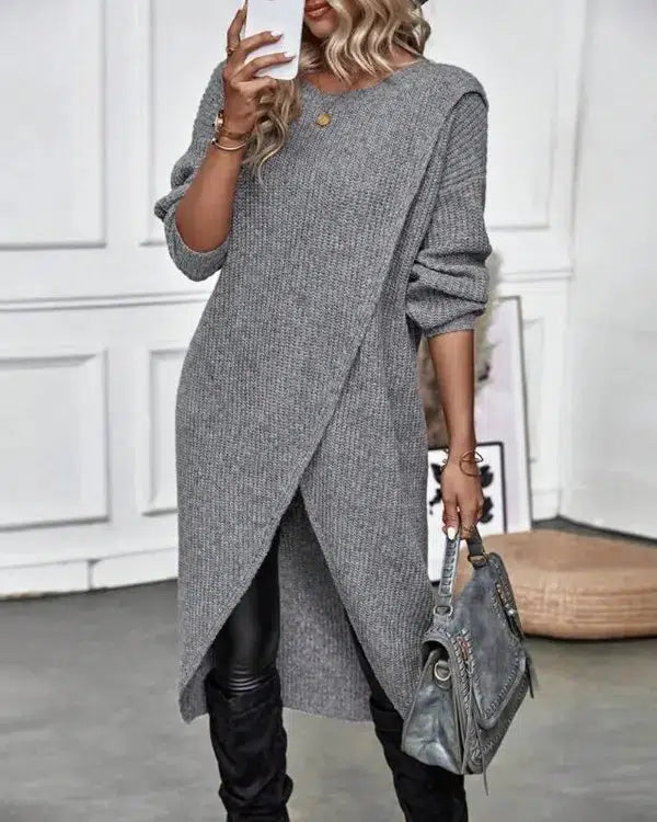 Jersey gris con cuello redondo: un clásico de comodidad y estilo