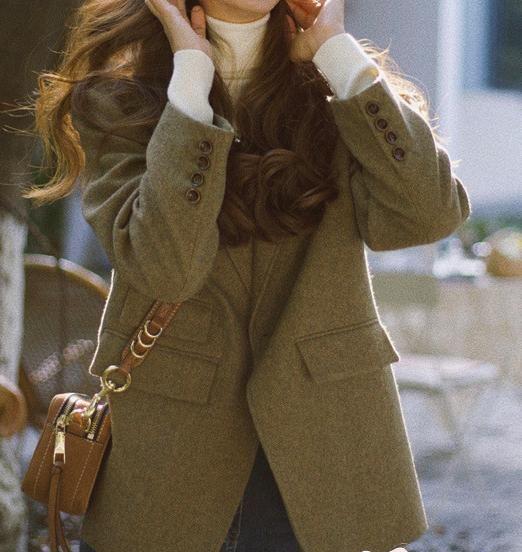 Abrigo Largo con Solapa Estilo Vintage en Tallas Grandes, Blazer Elegante y Sencillo