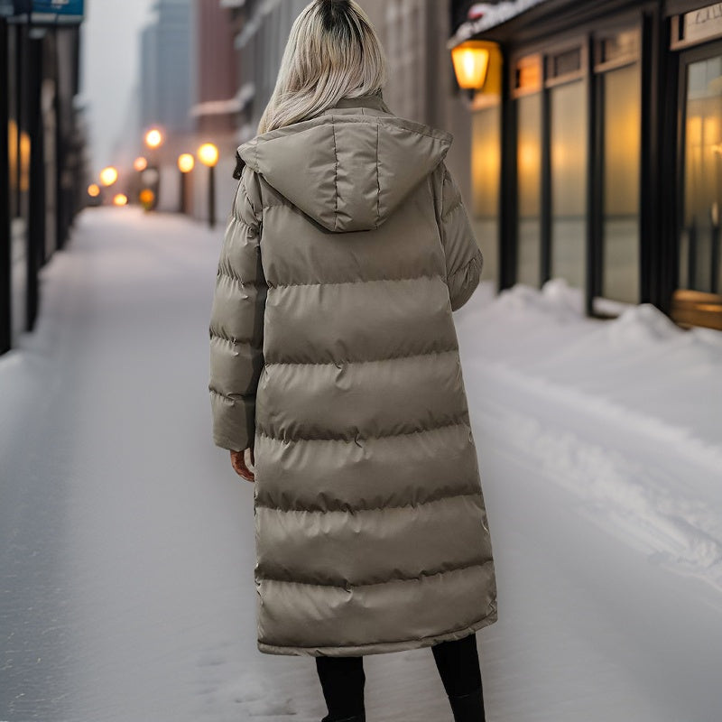Abrigo largo de invierno para mujer con diseño elegante y moderno