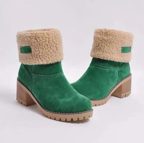 Botines de invierno para mujer con diseño moderno y tacón bajo
