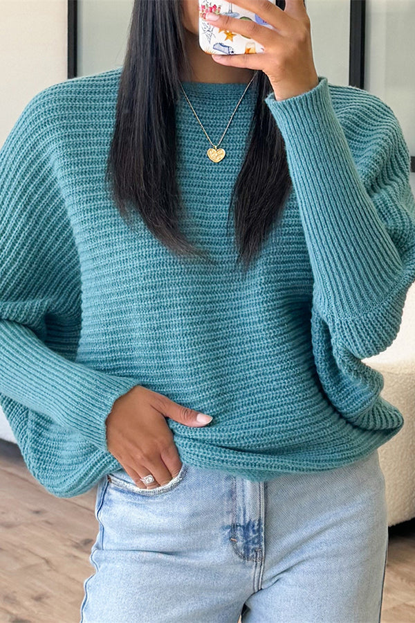 Suéter de Punto Moderno con Cuello Redondo y Elegantes Mangas Murciélago - Ideal para Todas las Temporadas