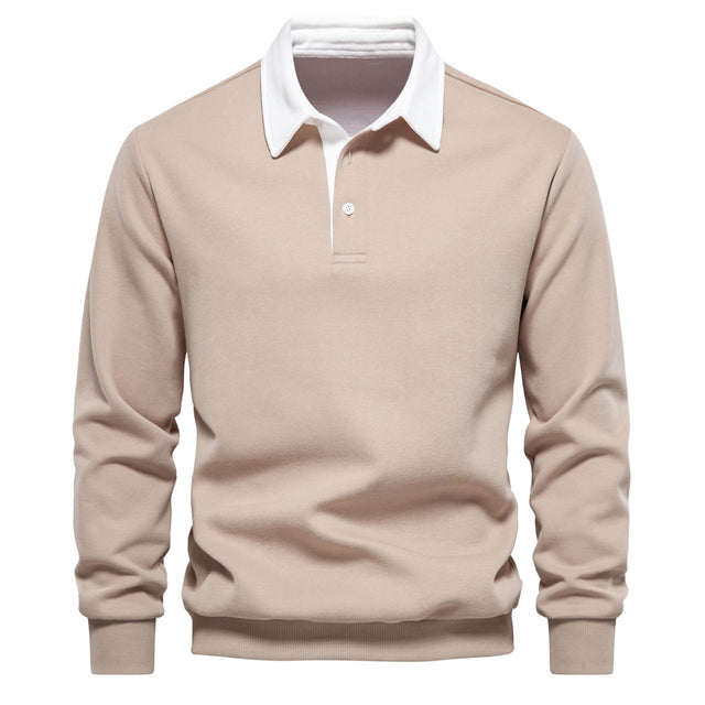 Suéter polo de manga larga para hombre elegante y casual ideal para uso diario