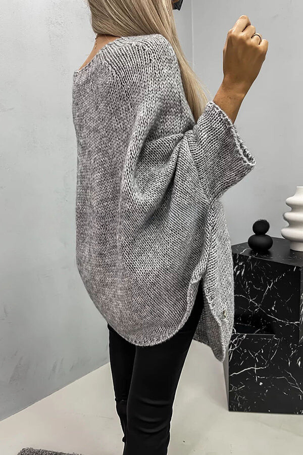 Suéter Poncho de Punto Suelto con Cuello Redondo - Ideal para Todas las Estaciones