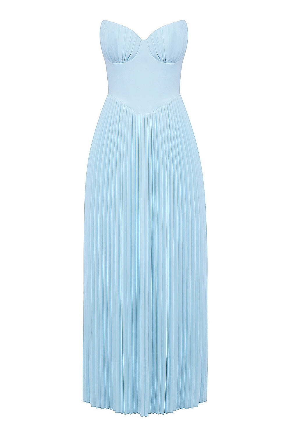 Vestido largo elegante sin tirantes con corsé y escote pronunciado para eventos especiales