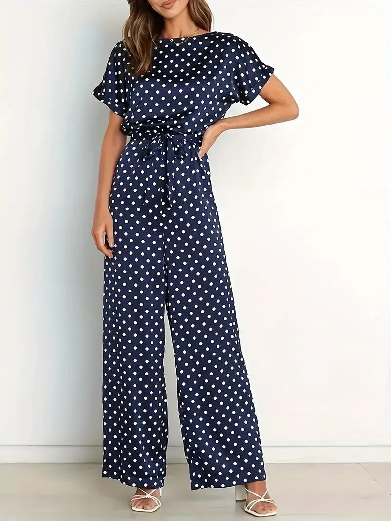 Mono largo de mujer con diseño elegante y estampado de lunares