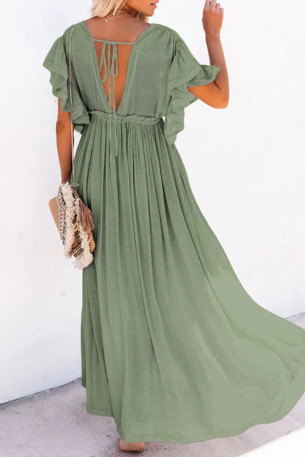 Margarita - Vestido Fairy Air con cuello en V y mangas con volantes
