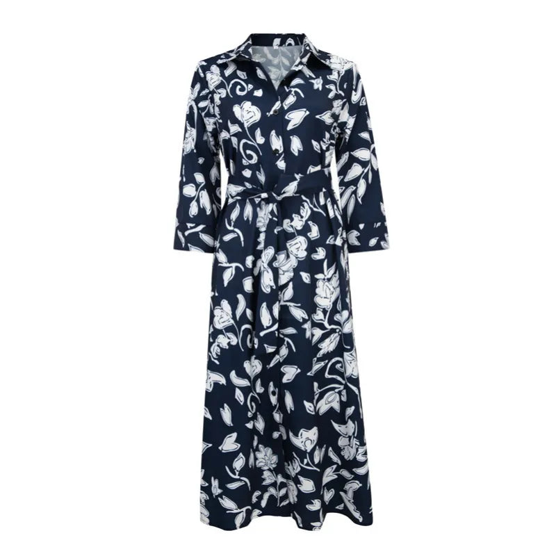 Silvia - Vestido midi camisero cruzado estampado Lasting Daydream