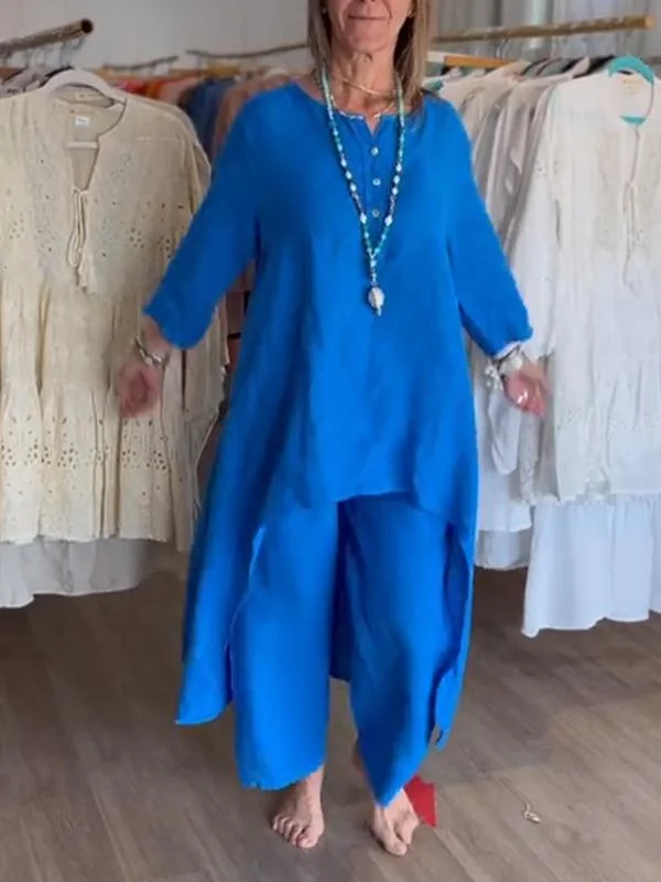 Veronica – Traje informal para mujer de lino liso