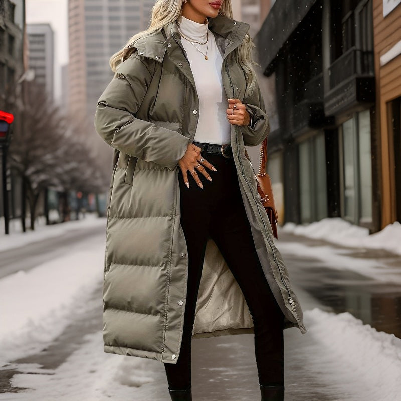 Abrigo largo de invierno para mujer con diseño elegante y moderno