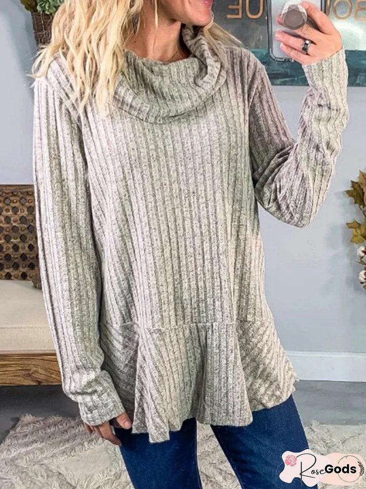 Suéter Gris Casual con Cuello Alto – Diseño Sencillo y Elegante para el Día a Día