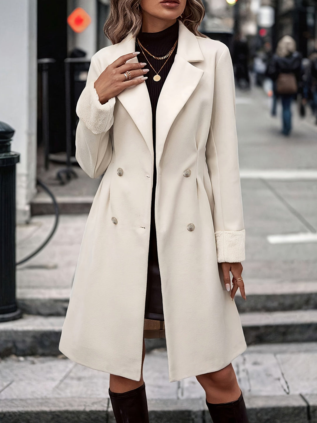 Abrigo largo de invierno para mujer estilo casual y elegante