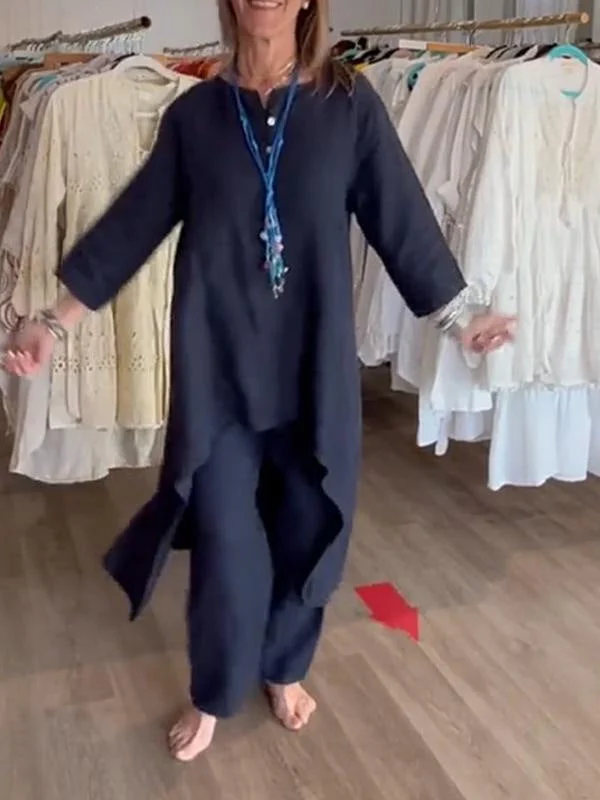 Veronica – Traje informal para mujer de lino liso