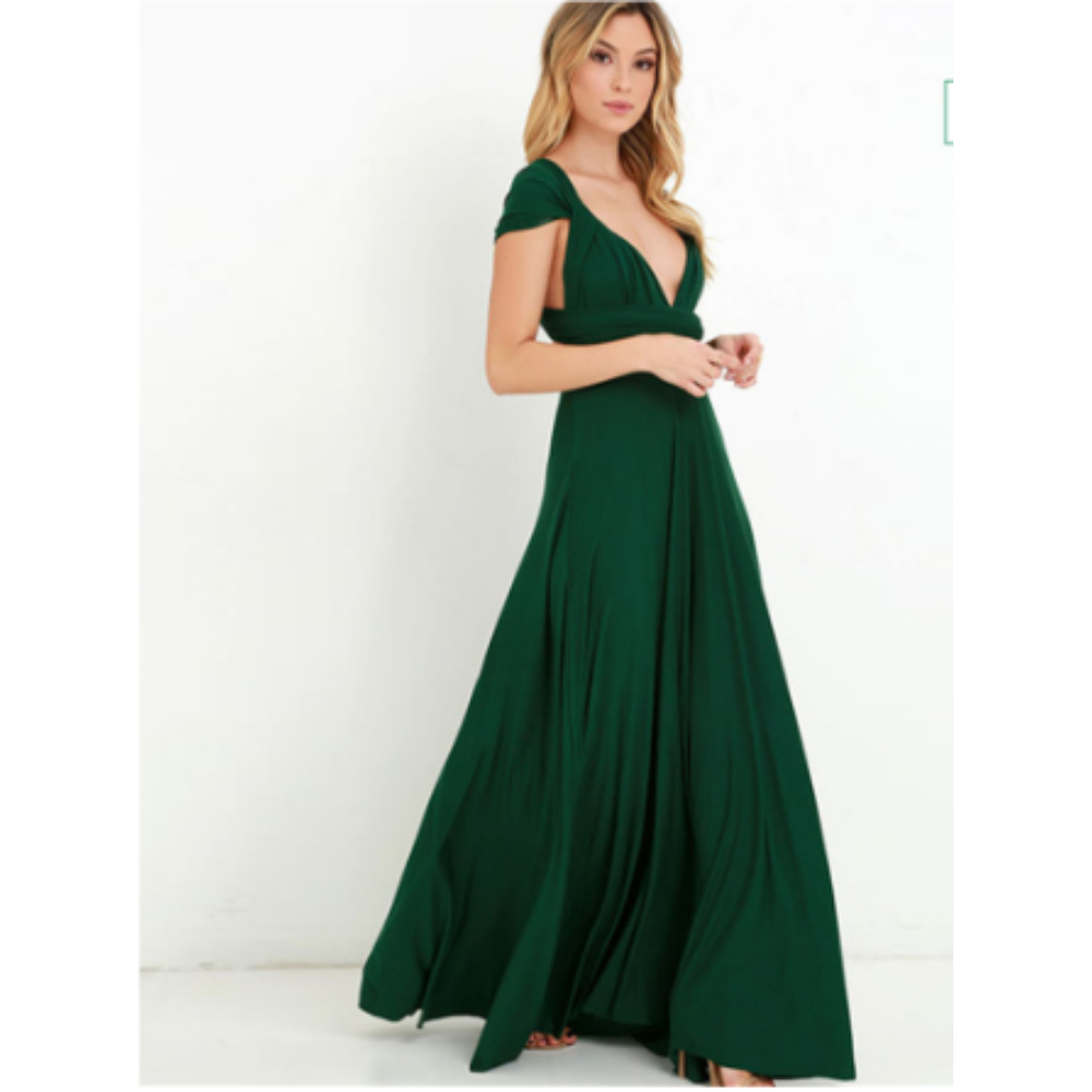 Vestido largo elegante de noche sin mangas con espalda descubierta