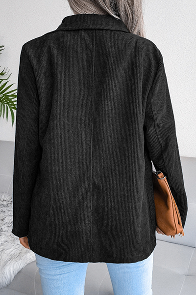 Chaqueta Casual de Color Sólido con Hebilla y Cuello Caído para Estilo Moderno