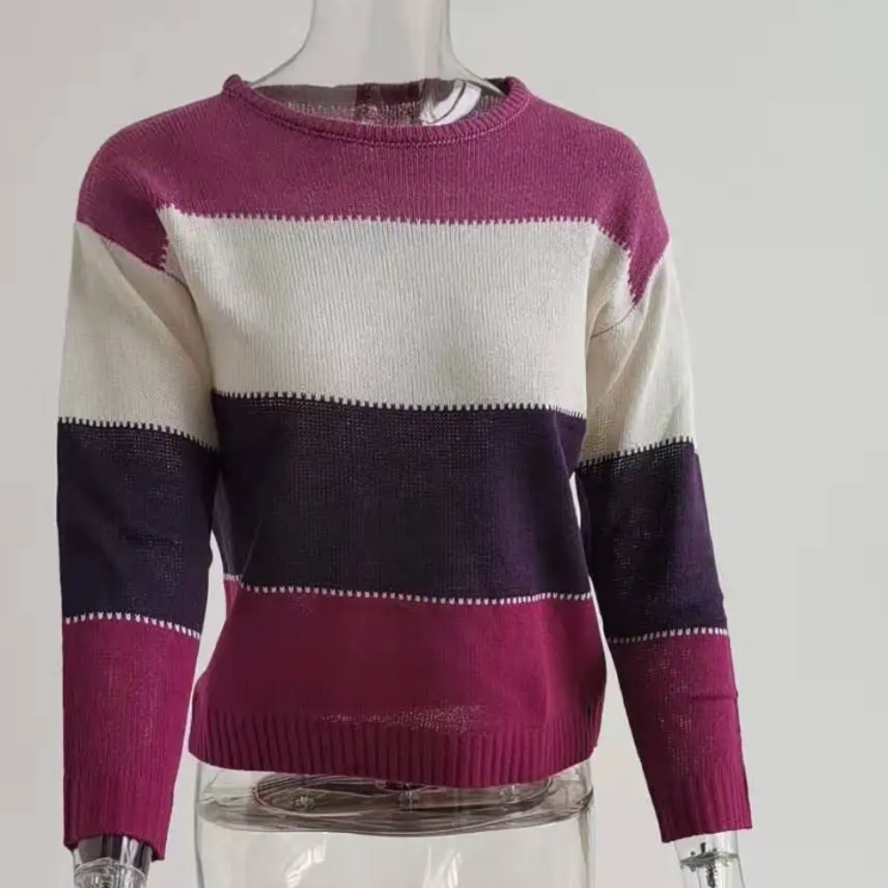 Suéter informal con bloques de color para mujer