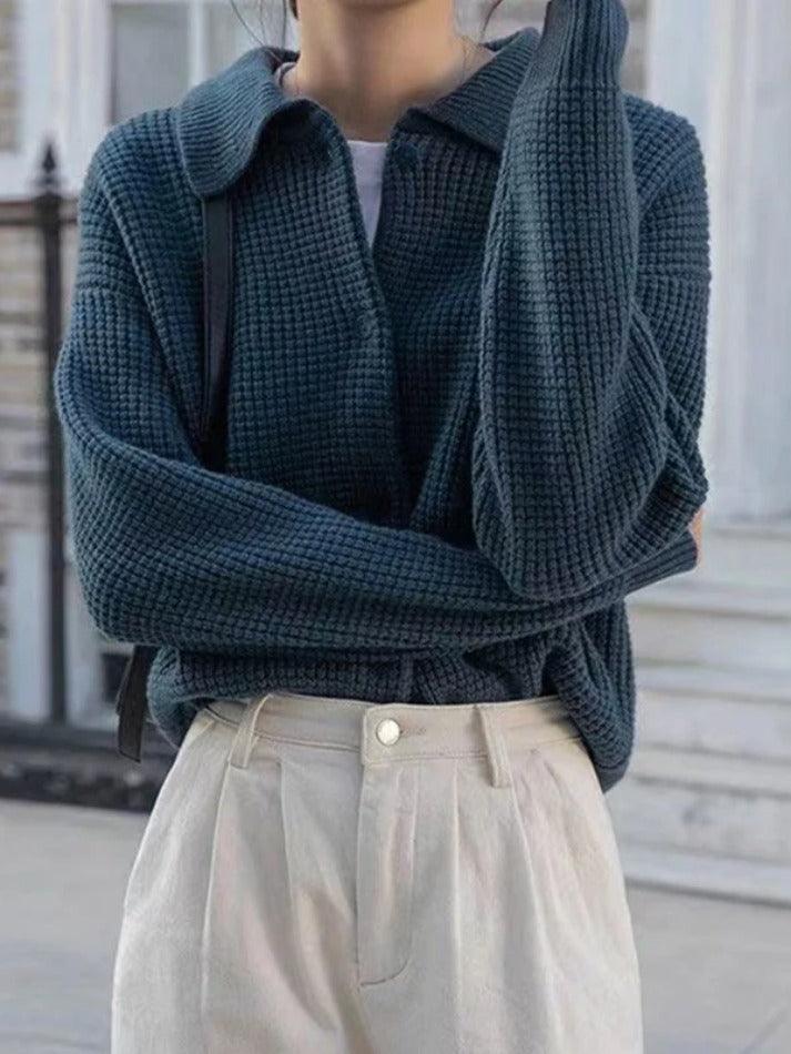 Cárdigan con Cuello de Solapa y Diseño Texturizado – Elegante y Versátil