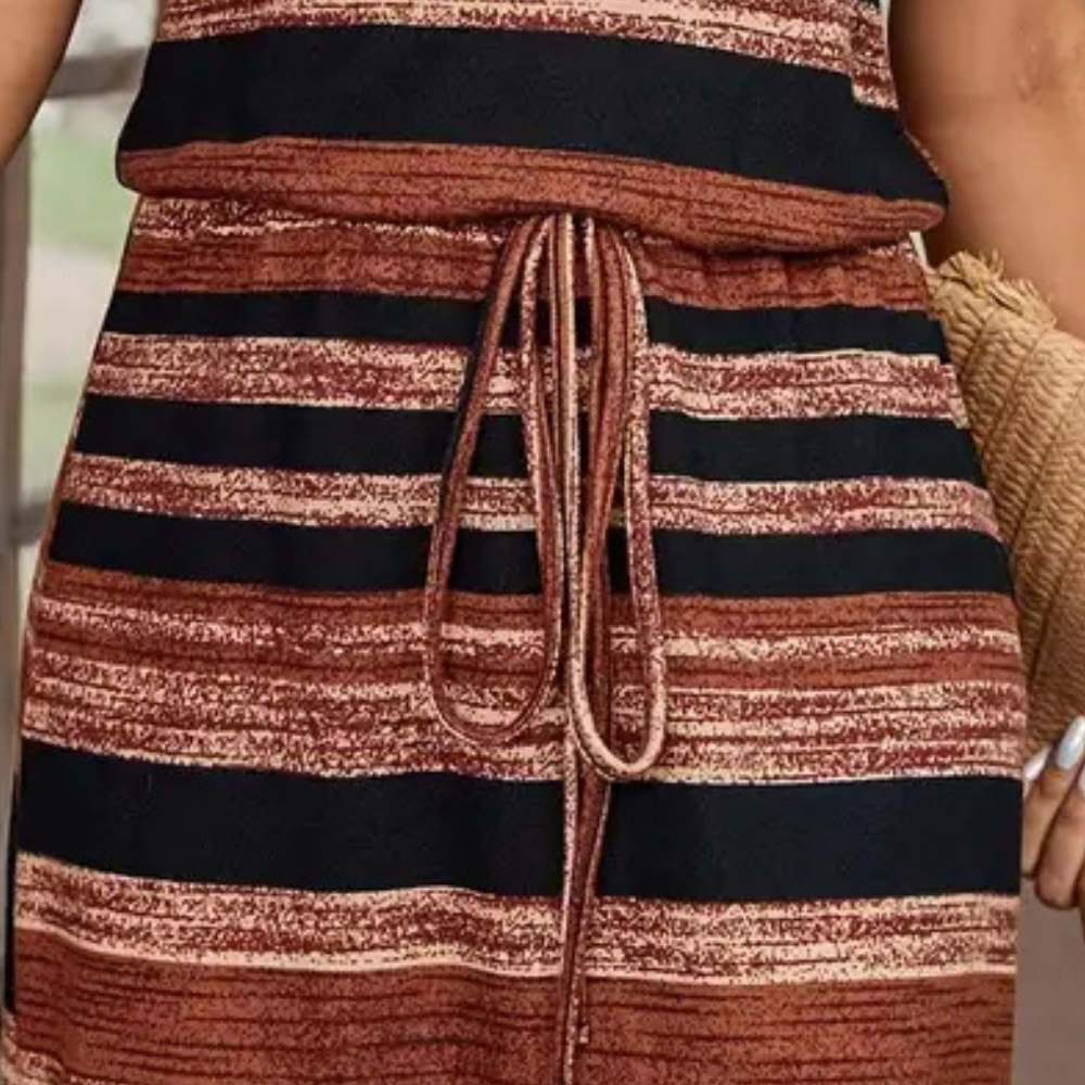 Vestido casual elegante con tirantes y diseño de rayas para mujer