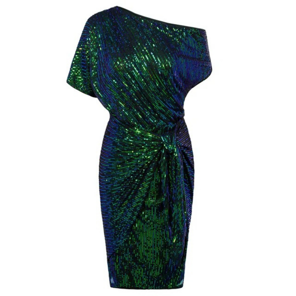 Vestido de lentejuelas asimétrico elegante ideal para celebraciones