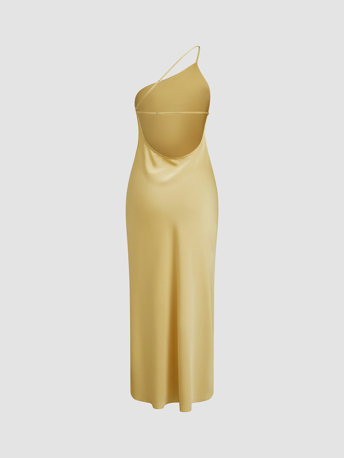 Vestido largo elegante con cuello halter y abertura alta