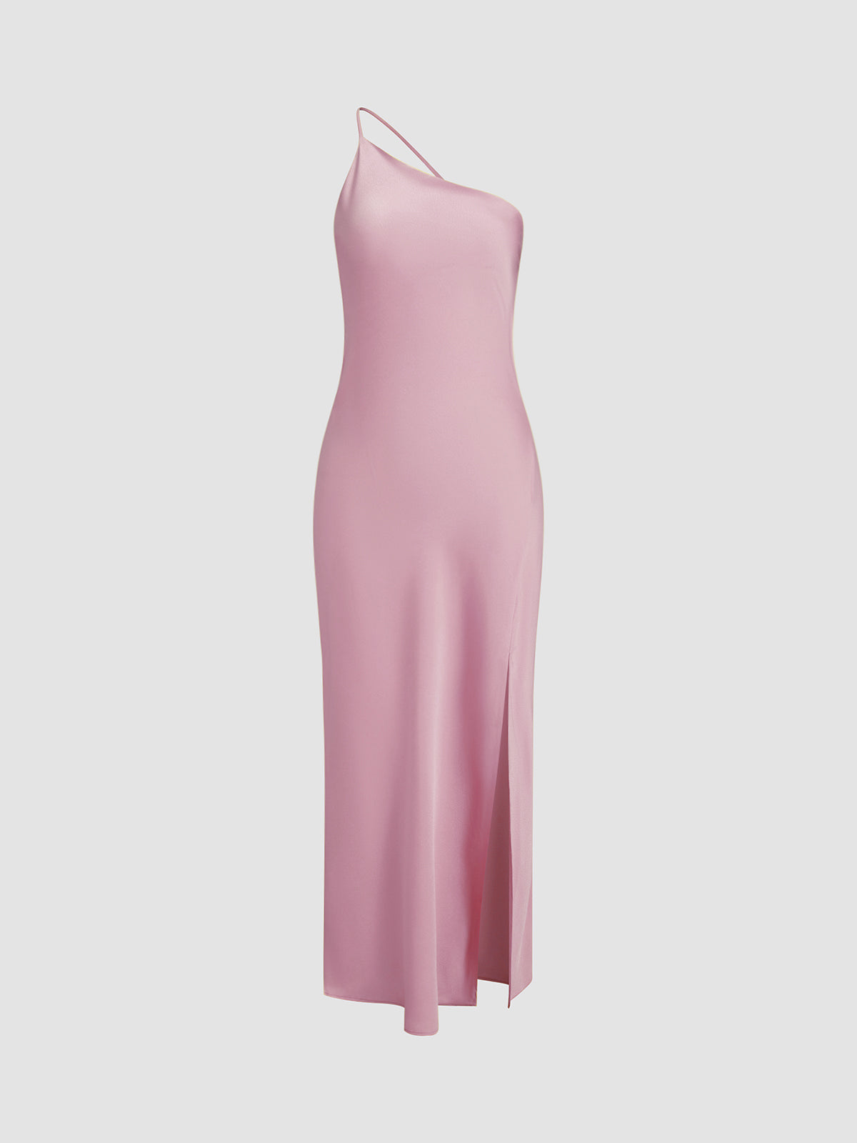Vestido largo elegante con cuello halter y abertura alta