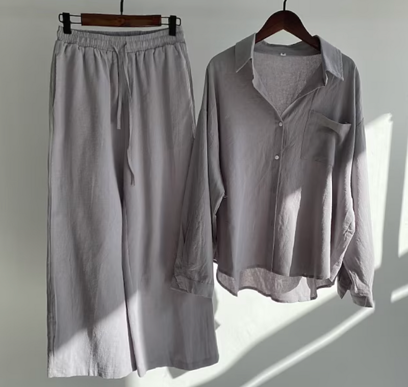 Conjunto de Verano Elegante para Mujer de Camisa y Pantalón