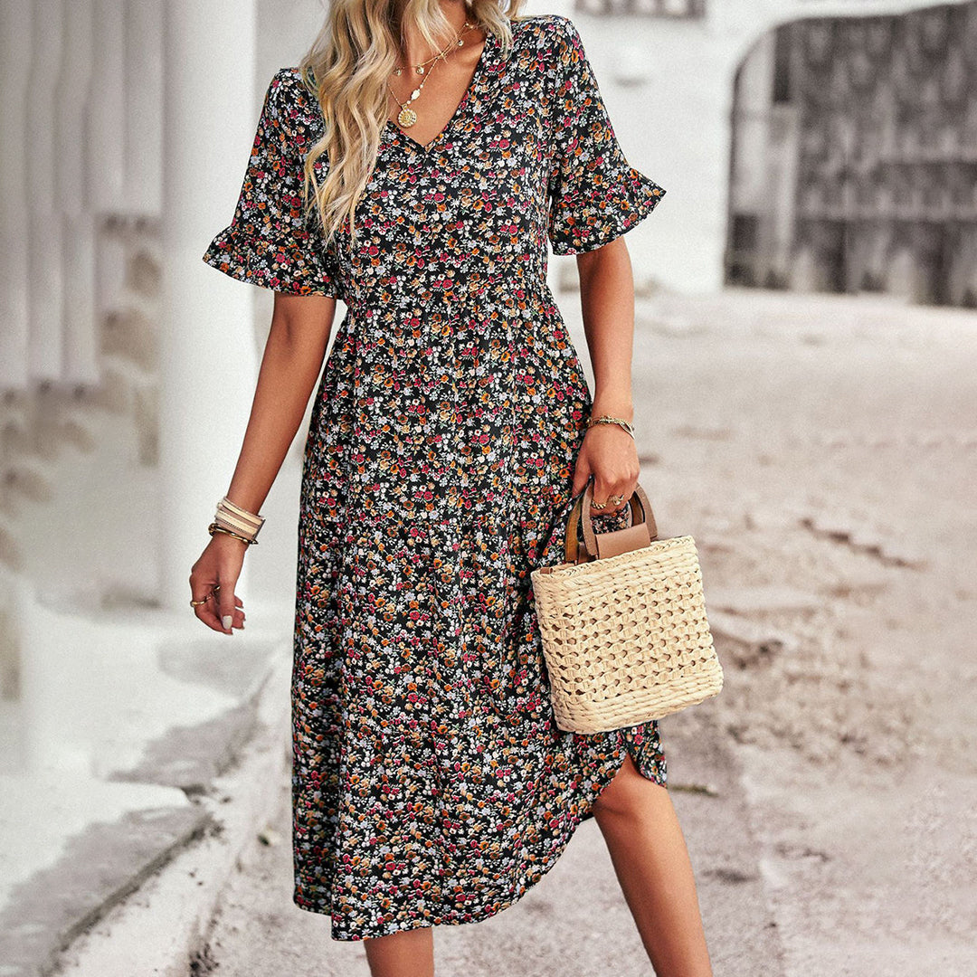 Vestido Midi Floral Elegante y Femenino