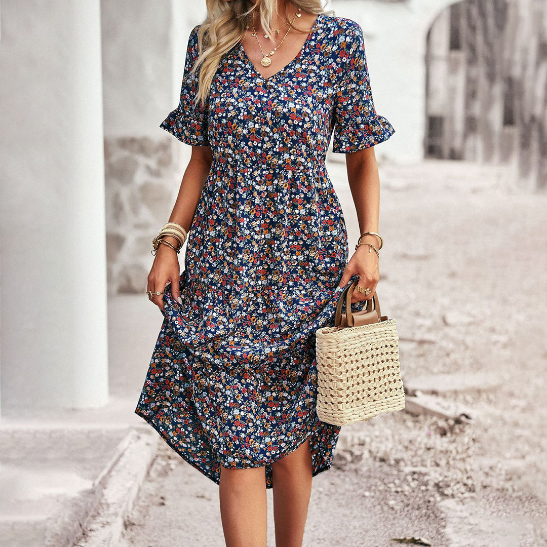 Vestido Midi Floral Elegante y Femenino