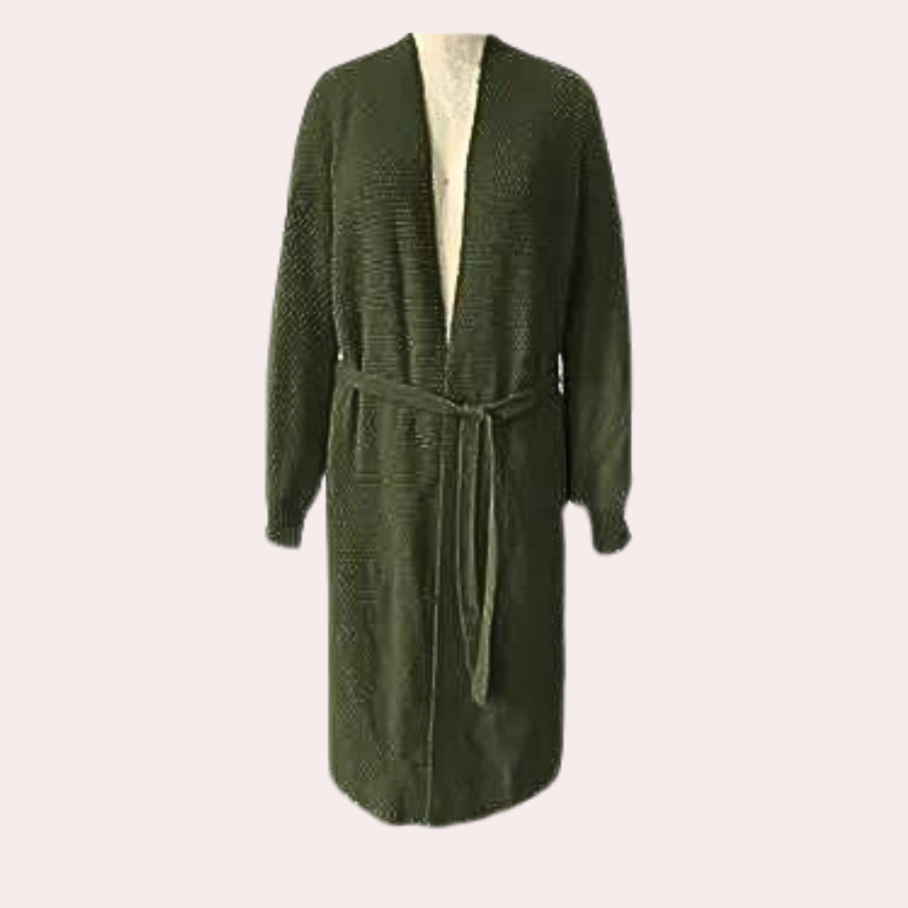 Cárdigan largo y elegante para mujer con cinturón ajustable