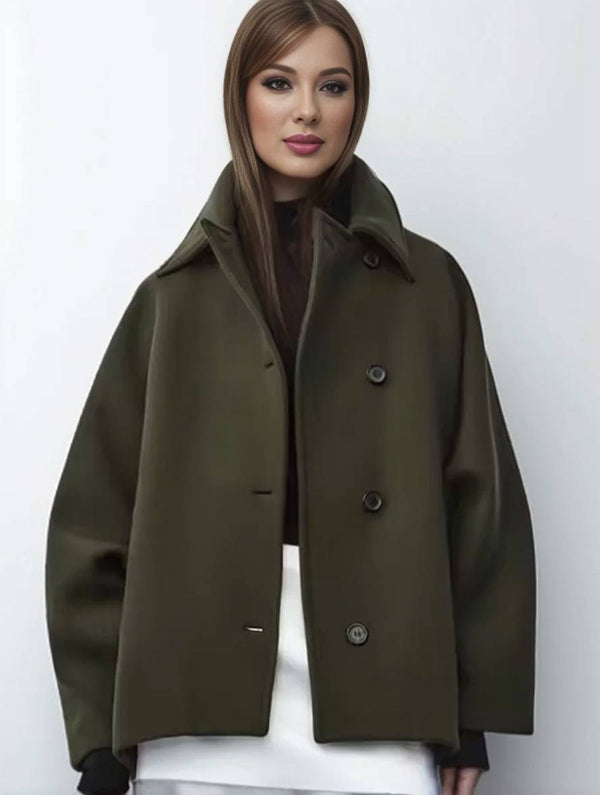 Abrigo largo para mujer con cuello y solapas, elegante y casual