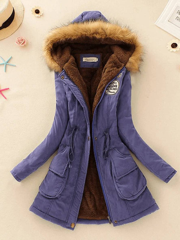 Parka casual para mujer de longitud media con cremallera