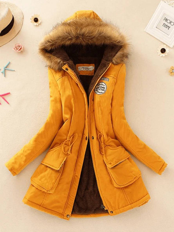 Parka casual para mujer de longitud media con cremallera