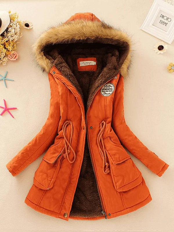 Parka casual para mujer de longitud media con cremallera