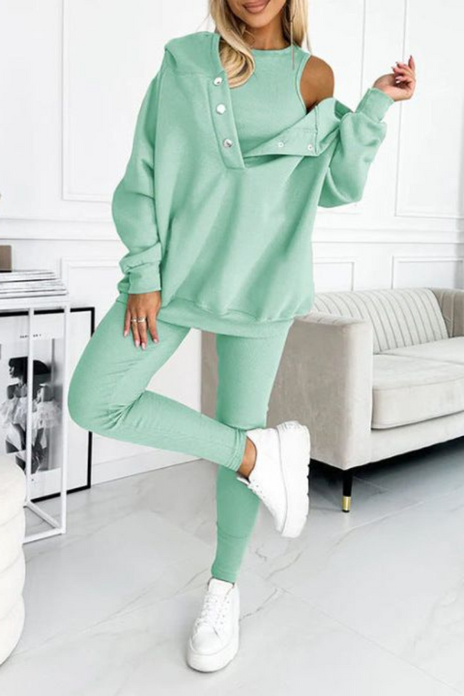 Conjunto de Sudadera de 3 Piezas para Mujeres Elegantes y Cómodas