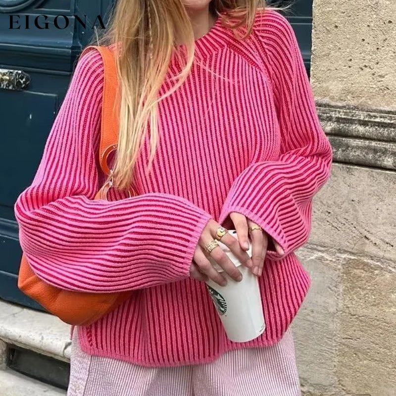 Suéter Casual de Mujer con Cuello Redondo y Corte Suelto Bicolor