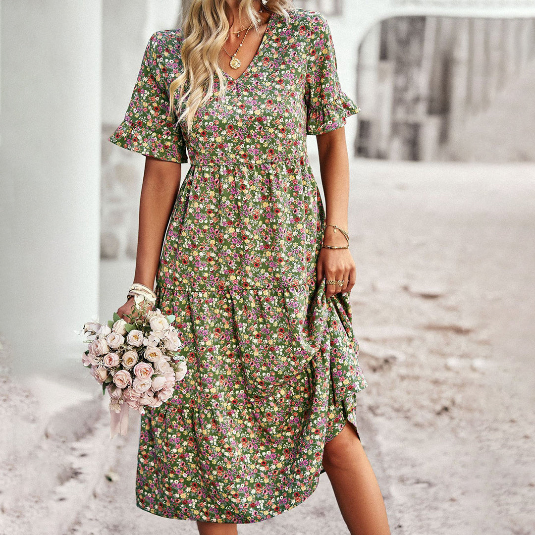 Vestido Midi Floral Elegante y Femenino