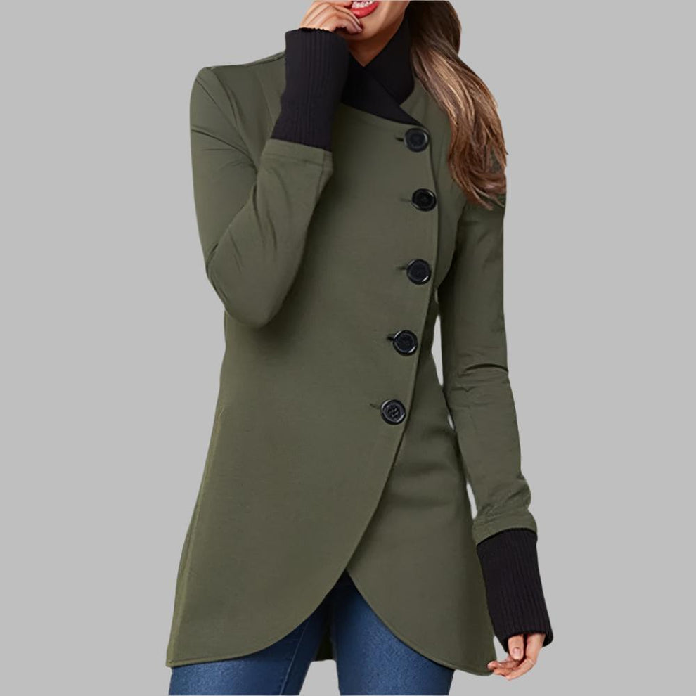 Abrigo Largo para Mujer con Diseño de Botones Elegantes