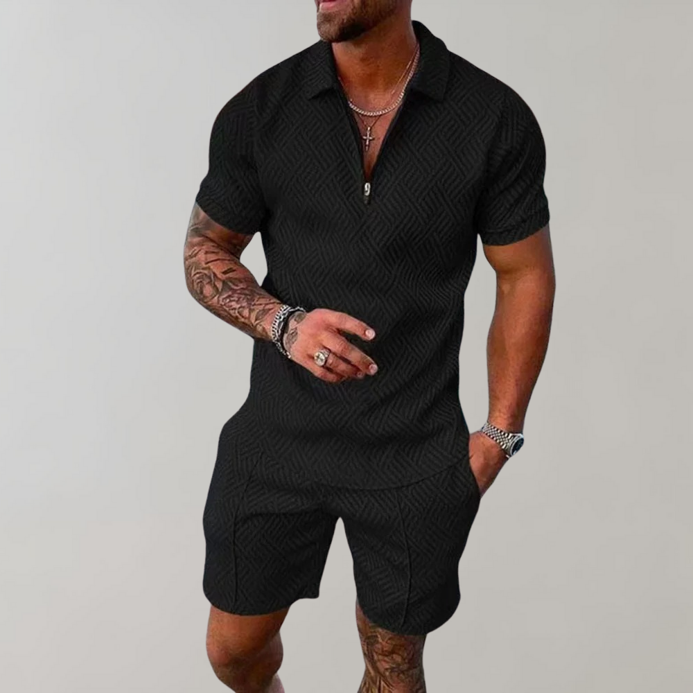 Conjunto de verano para hombre con camiseta polo y pantalones cortos