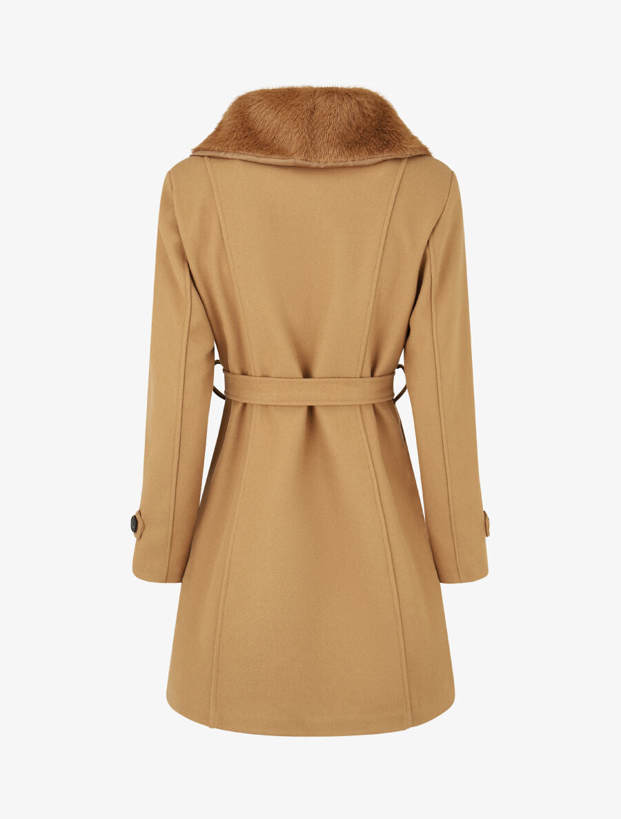 Abrigo monocromático para mujer con cuello elegante