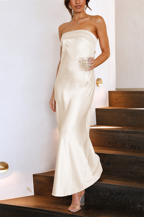 Vestido largo sin tirantes ideal para un mira elegante en ocasiones especiales