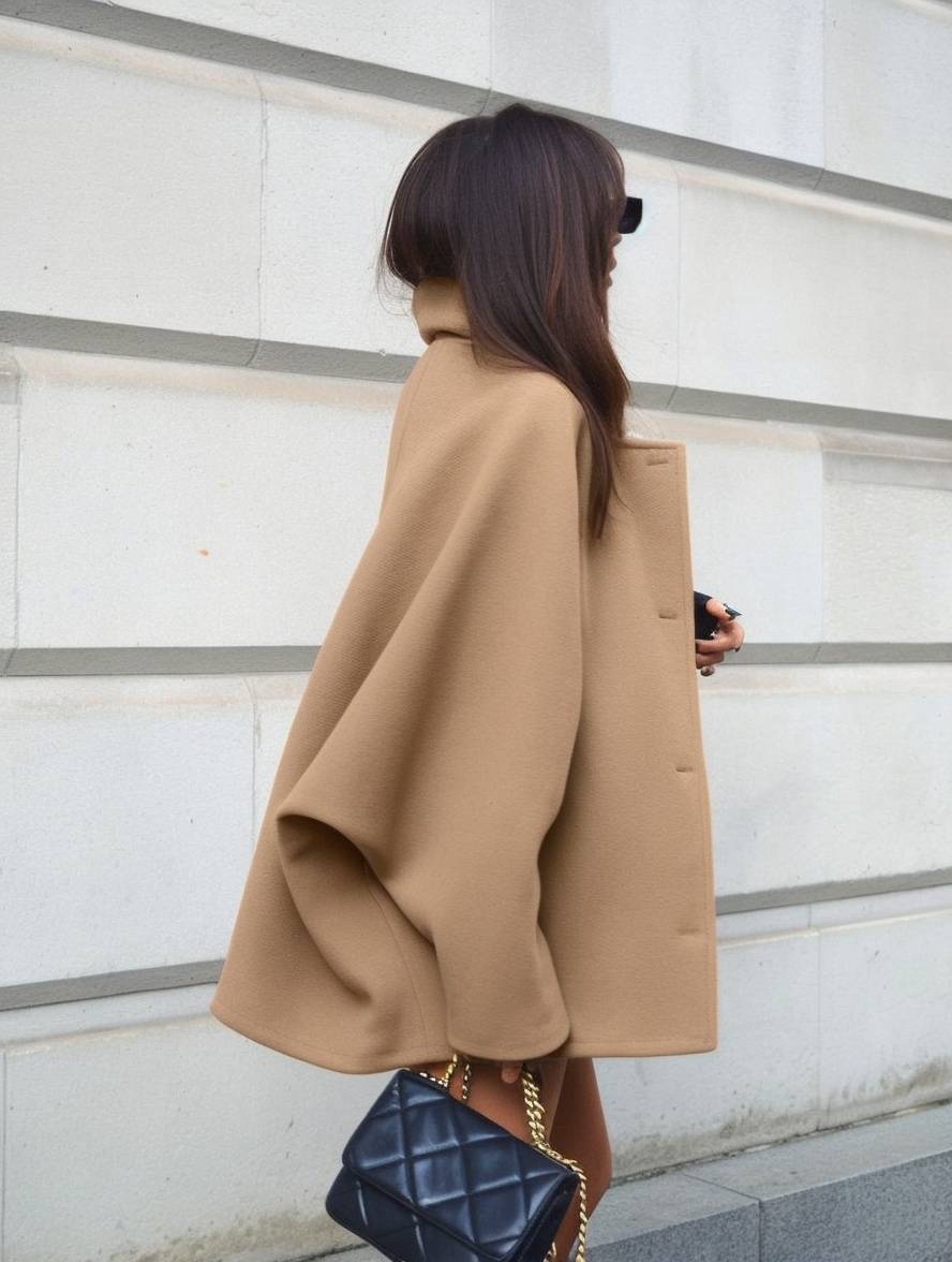 Chaqueta elegante de mujer con bolsillos, cuello solapa y mangas amplias para un estilo casual moderno