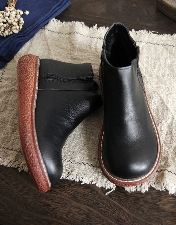 Botas Retro Hechas a Mano con Suela Antideslizante y Punta Redonda