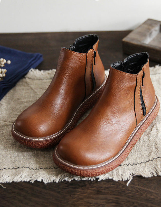 Botas Retro Hechas a Mano con Suela Antideslizante y Punta Redonda